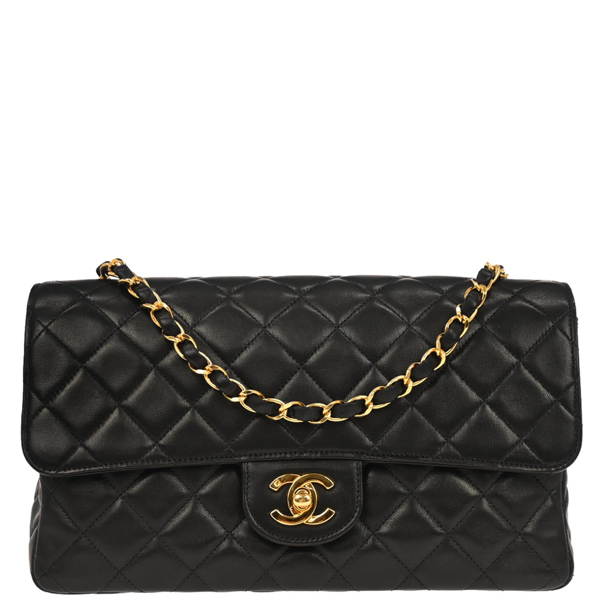 Chanel 1996-1997 Black Lambskin Single Flap Shoulder Bag