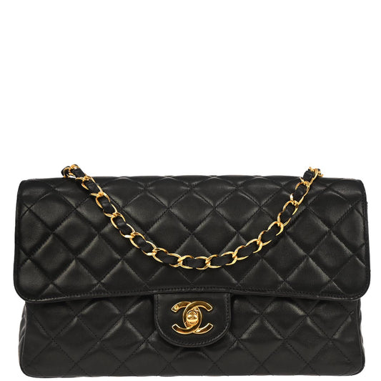 Chanel 1996-1997 Black Lambskin Single Flap Shoulder Bag