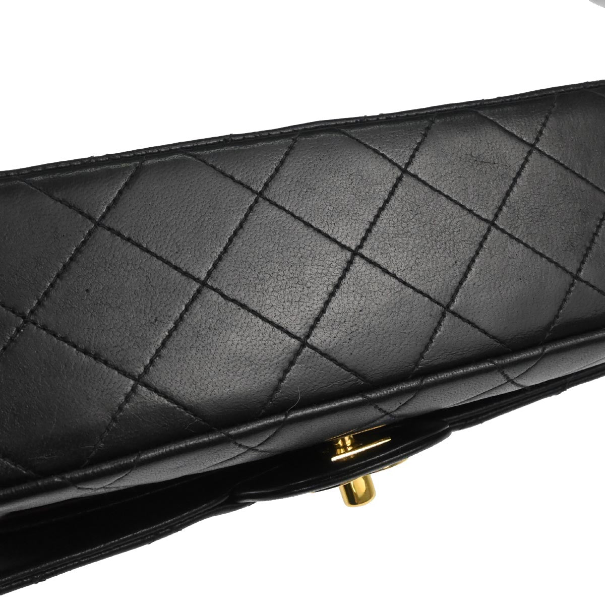 Chanel 1991-1994 Black Lambskin Small Classic Double Flap Shoulder Bag