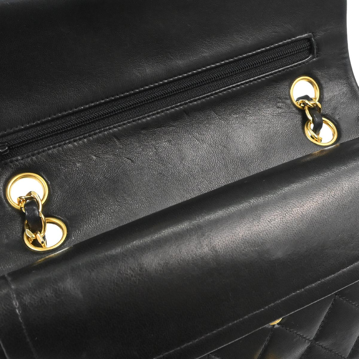 Chanel 1991-1994 Black Lambskin Small Classic Double Flap Shoulder Bag