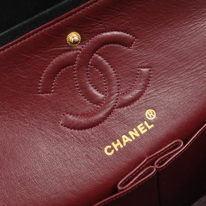 Chanel 1991-1994 Black Lambskin Small Classic Double Flap Shoulder Bag