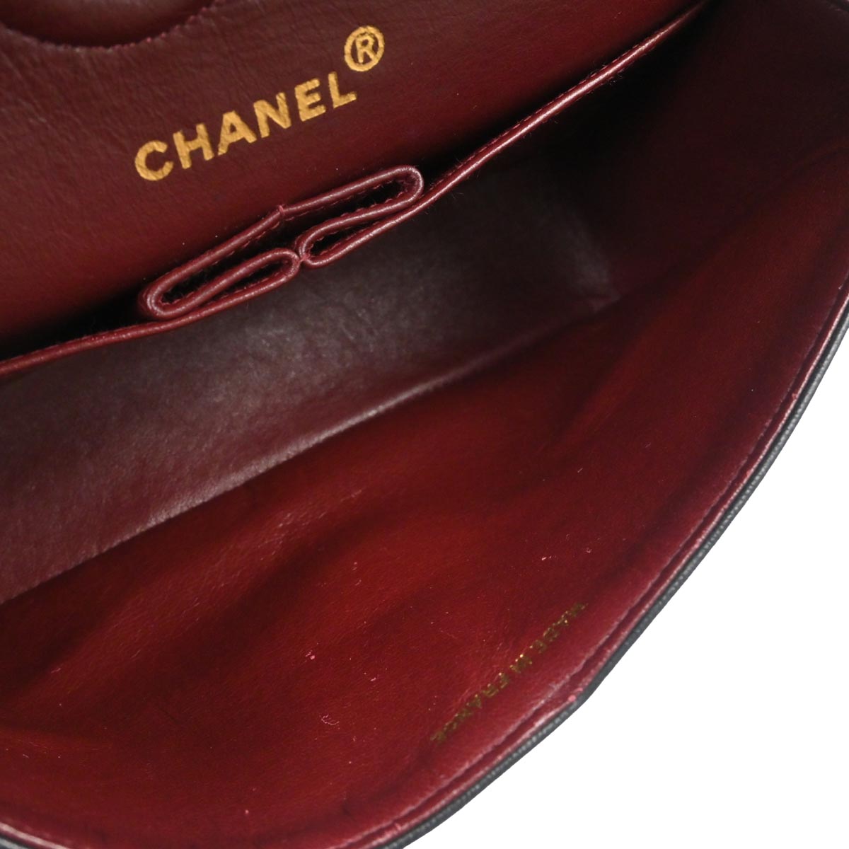 Chanel 1991-1994 Black Lambskin Small Classic Double Flap Shoulder Bag