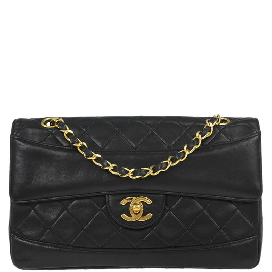 Chanel 1989-1991 Black Lambskin Single Flap Shoulder Bag
