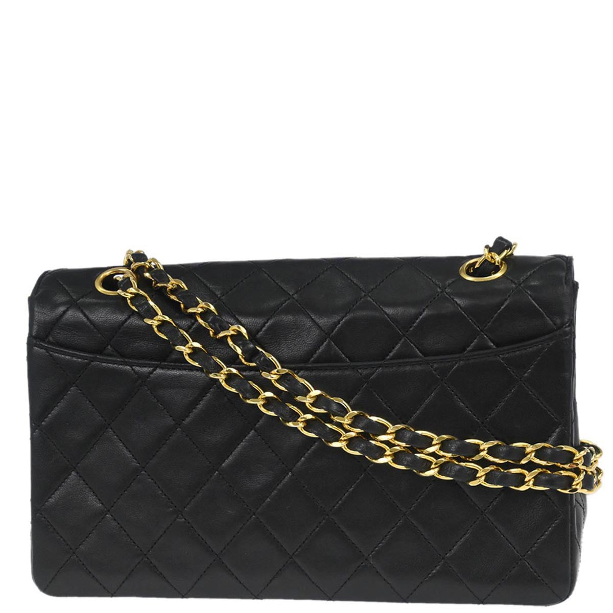 Chanel 1989-1991 Black Lambskin Single Flap Shoulder Bag