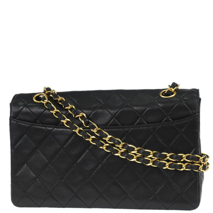 Chanel 1989-1991 Black Lambskin Single Flap Shoulder Bag
