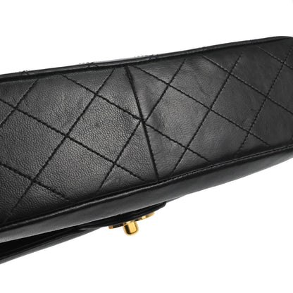 Chanel 1989-1991 Black Lambskin Single Flap Shoulder Bag