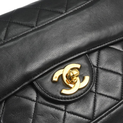 Chanel 1989-1991 Black Lambskin Single Flap Shoulder Bag
