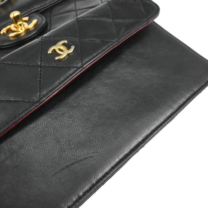 Chanel 1989-1991 Black Lambskin Single Flap Shoulder Bag