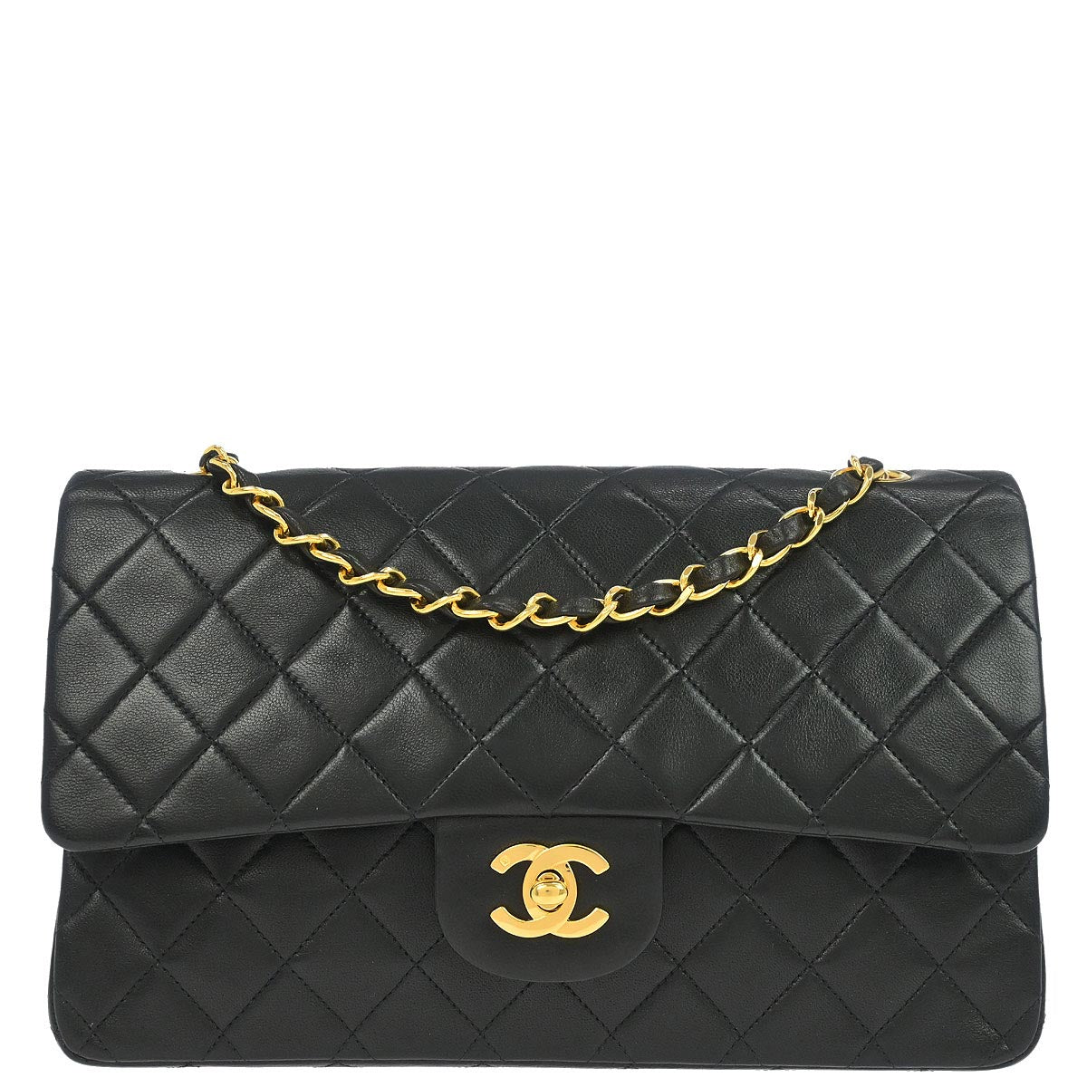 Chanel Black Lambskin Medium Classic Double Flap Shoulder Bag