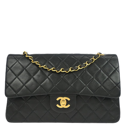 Chanel Black Lambskin Medium Classic Double Flap Shoulder Bag