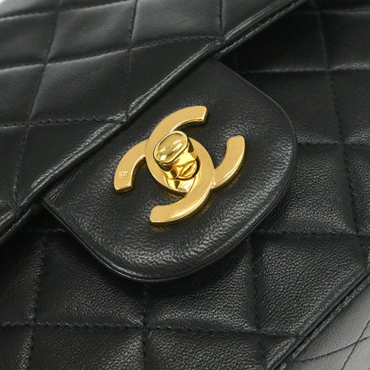 Chanel Black Lambskin Medium Classic Double Flap Shoulder Bag