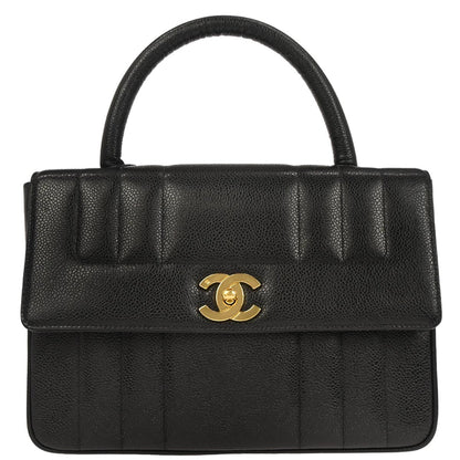 Chanel 1994-1996 Black Caviar Skin Mademoiselle Handbag