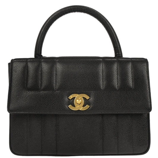 Chanel 1994-1996 Black Caviar Skin Mademoiselle Handbag