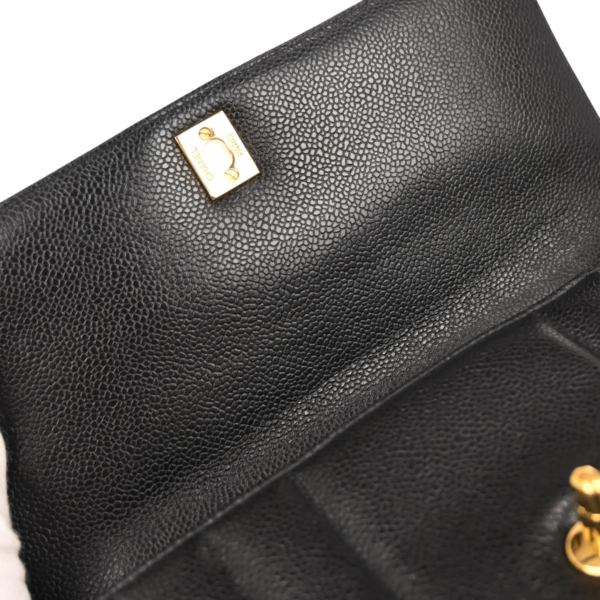 Chanel 1994-1996 Black Caviar Skin Mademoiselle Handbag