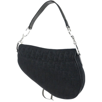 Christian Dior 2005 Black Embroidered Trotter Saddle Handbag