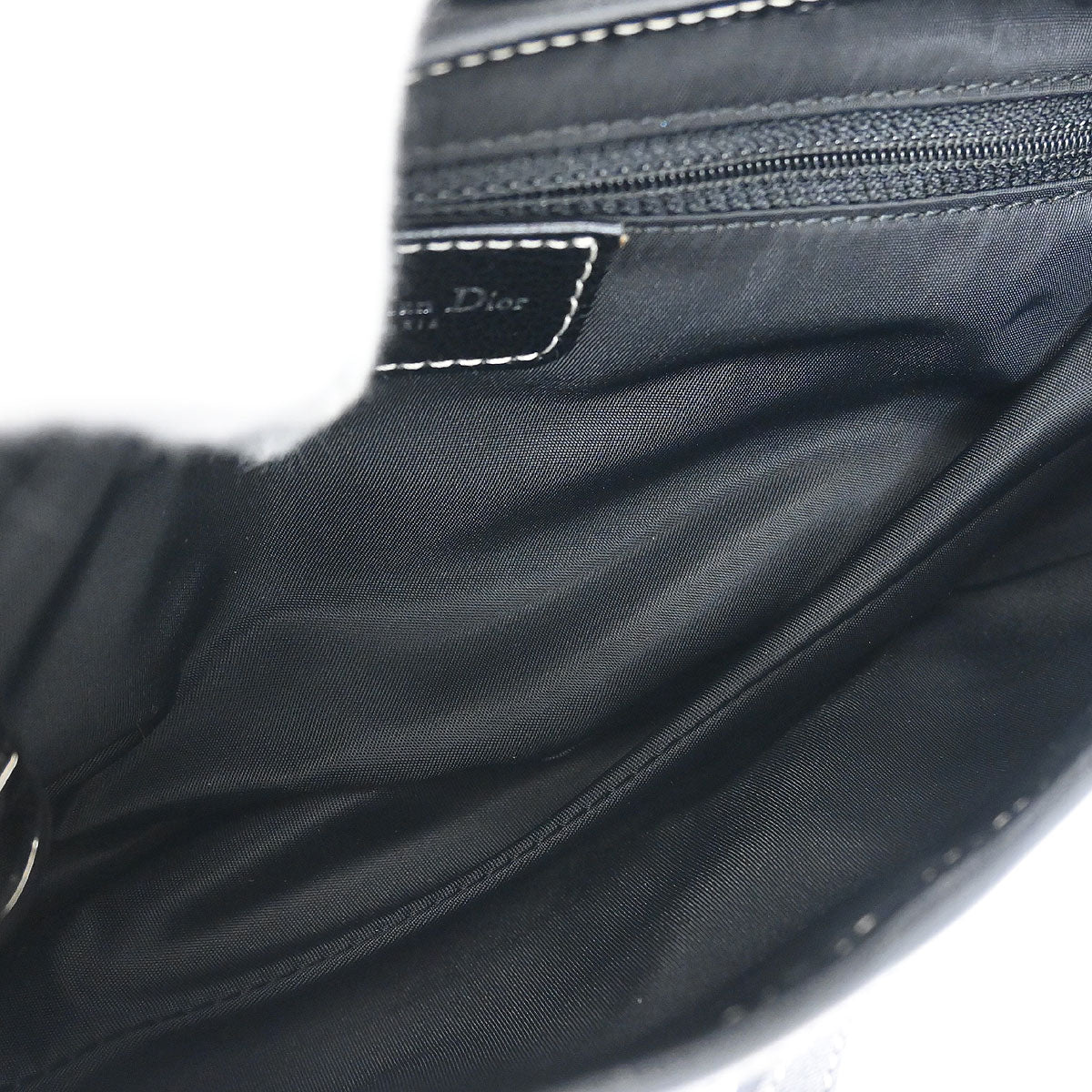 Christian Dior 2005 Black Embroidered Trotter Saddle Handbag