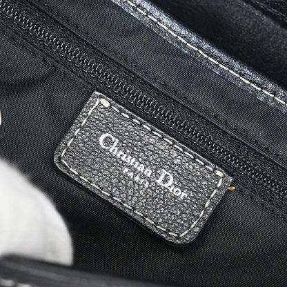 Christian Dior 2005 Black Embroidered Trotter Saddle Handbag