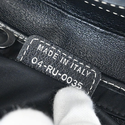 Christian Dior 2005 Black Embroidered Trotter Saddle Handbag