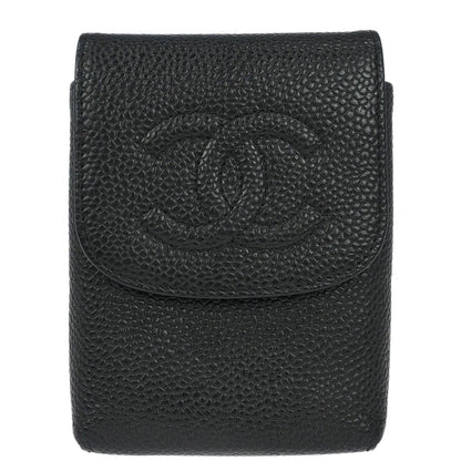 Chanel Black Caviar Skin Cigarette Case Small Good