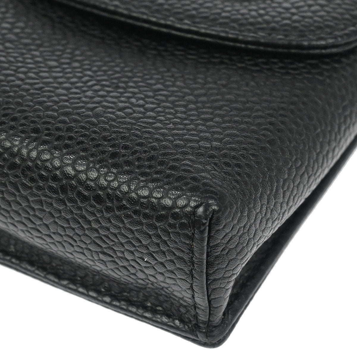 Chanel Black Caviar Skin Cigarette Case Small Good