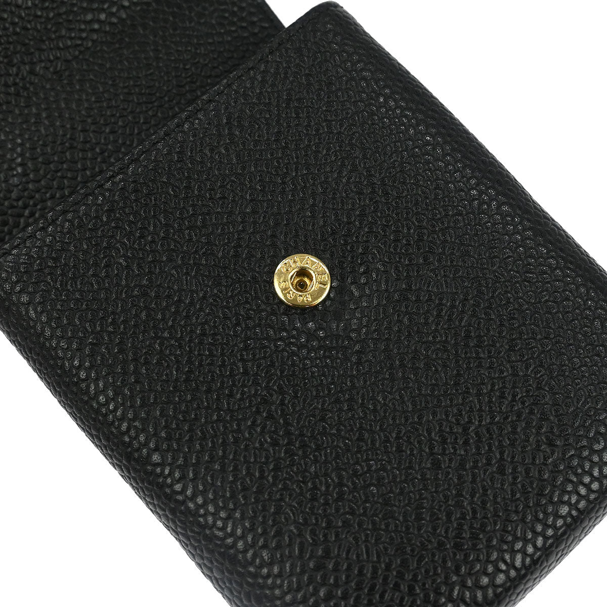 Chanel Black Caviar Skin Cigarette Case Small Good