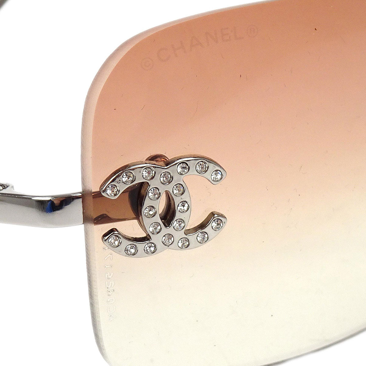 Chanel Sunglasses Eyewear Brown Rhinestone 62□17 Small Good