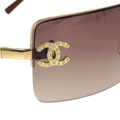 Chanel Sunglasses Eyewear Brown Rhinestone 62□15 Small Good