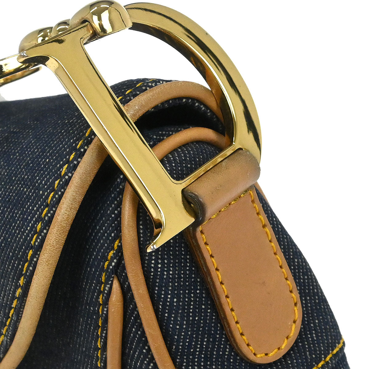 Christian Dior Blue Beige Denim Double Saddle Handbag
