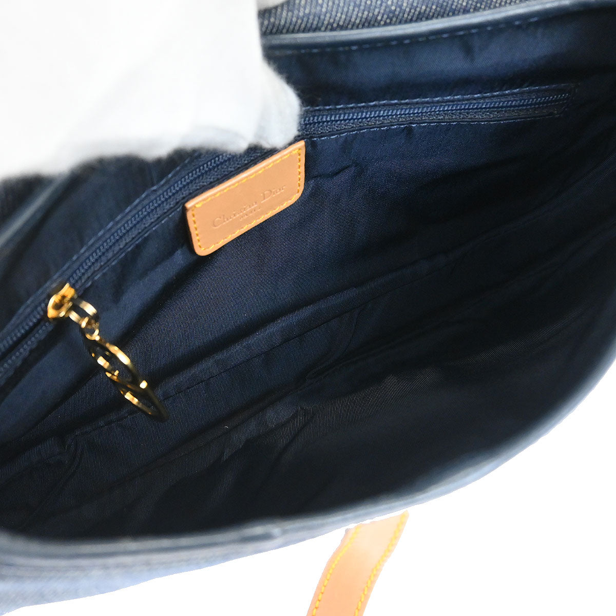 Christian Dior Blue Beige Denim Double Saddle Handbag