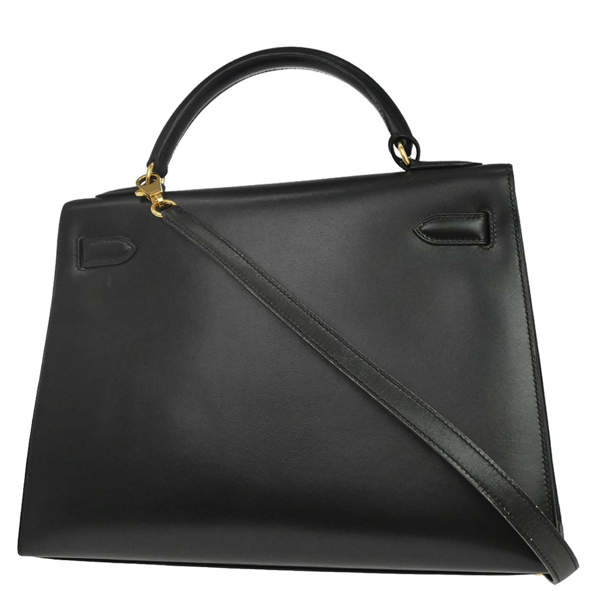 Hermes Black Box Calf Kelly 32 Sellier 2way Shoulder Handbag