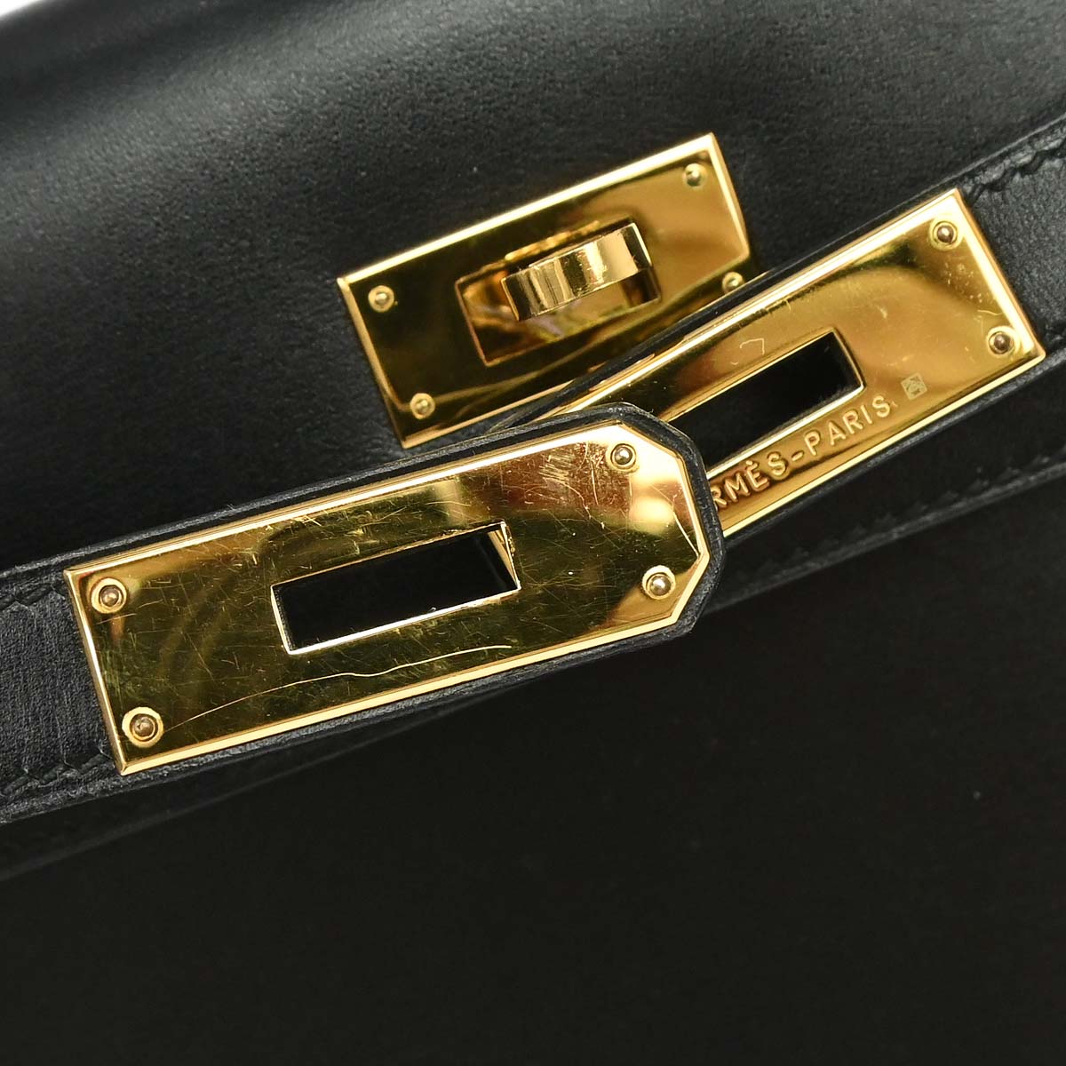 Hermes Black Box Calf Kelly 32 Sellier 2way Shoulder Handbag