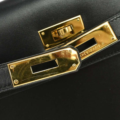 Hermes Black Box Calf Kelly 32 Sellier 2way Shoulder Handbag