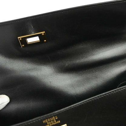 Hermes Black Box Calf Kelly 32 Sellier 2way Shoulder Handbag