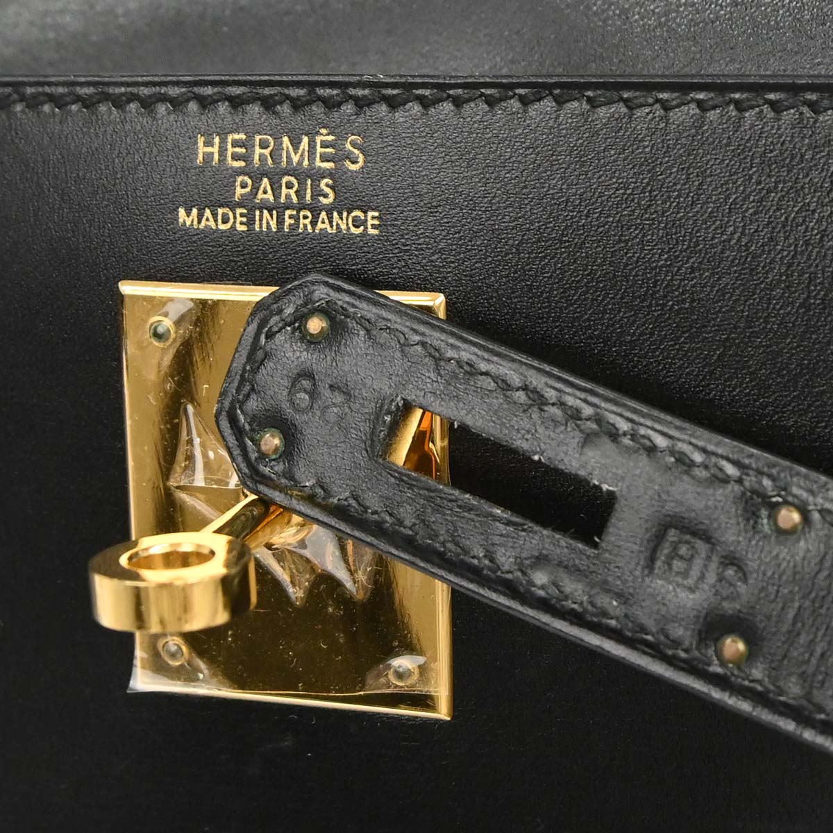 Hermes Black Box Calf Kelly 32 Sellier 2way Shoulder Handbag