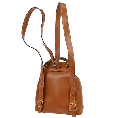 Gucci Brown Leather Bamboo Backpack