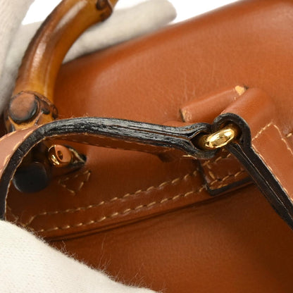 Gucci Brown Leather Bamboo Backpack