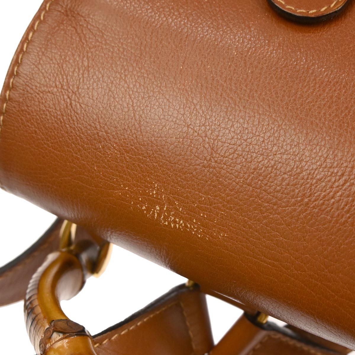 Gucci Brown Leather Bamboo Backpack