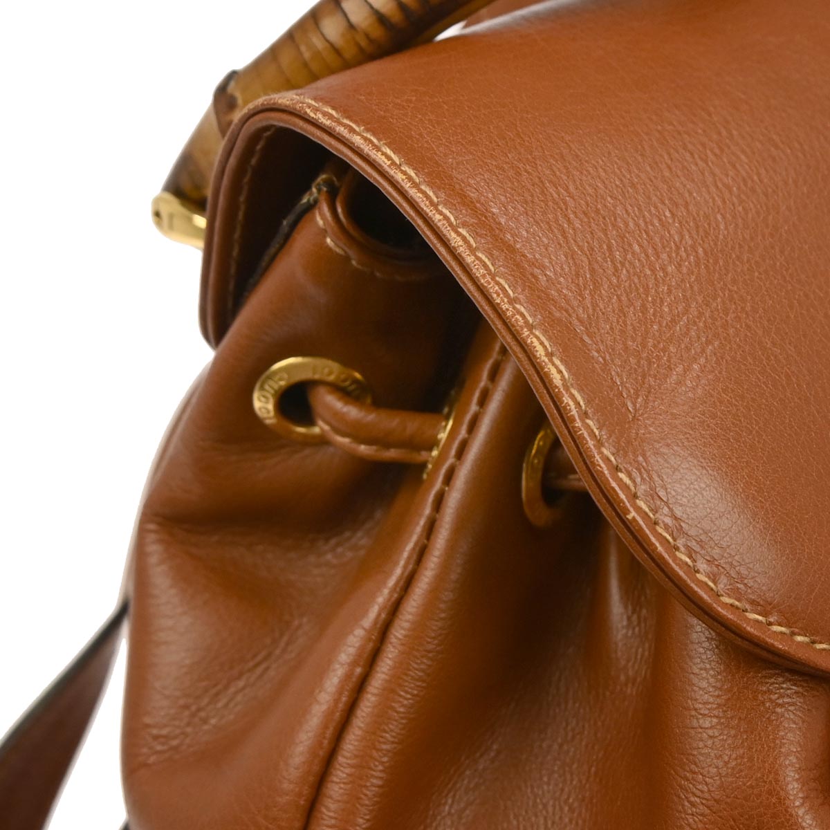 Gucci Brown Leather Bamboo Backpack