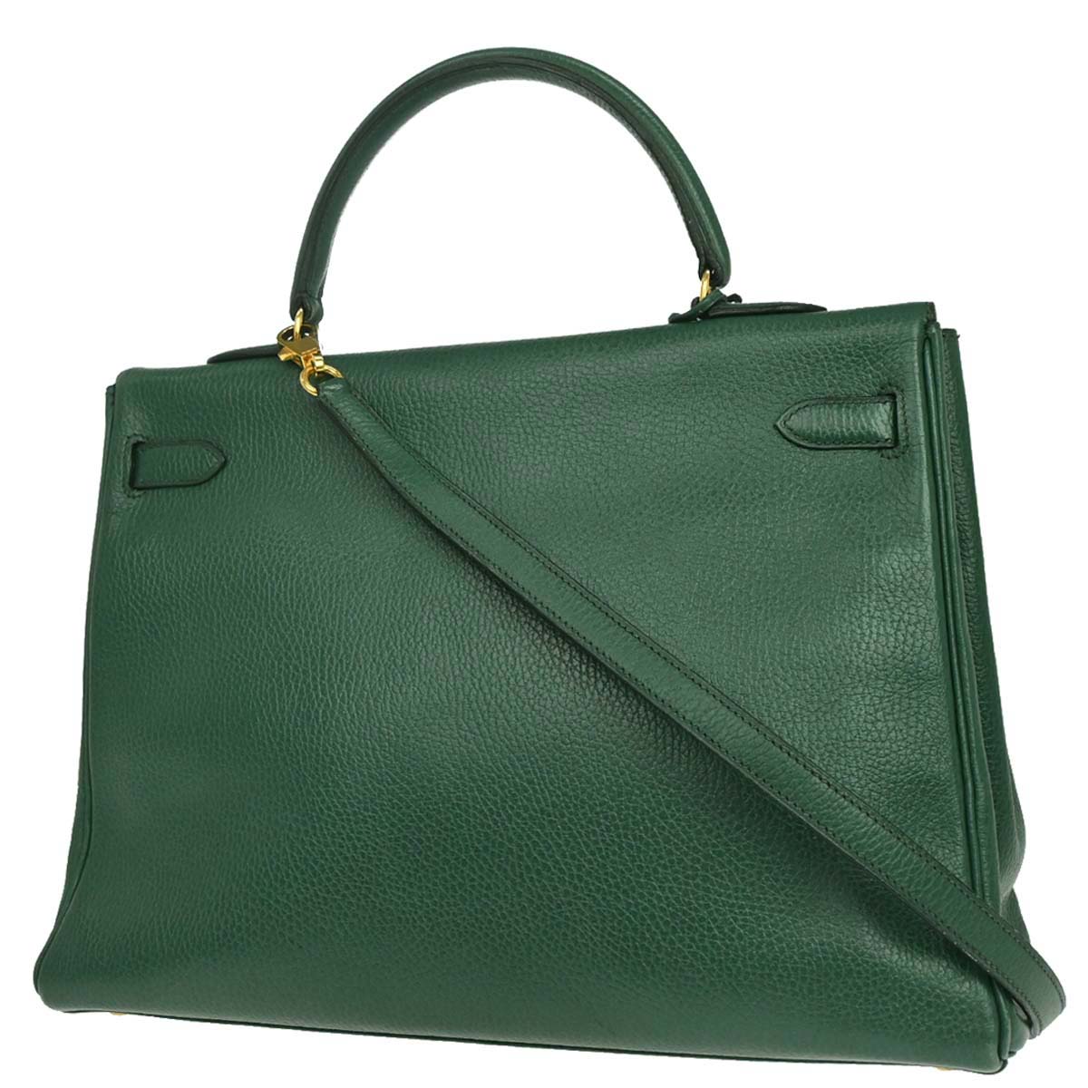 Hermes Green Taurillon Clemence Kelly 35 Retourne 2way Shoulder Handbag
