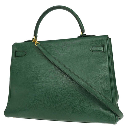 Hermes Green Taurillon Clemence Kelly 35 Retourne 2way Shoulder Handbag