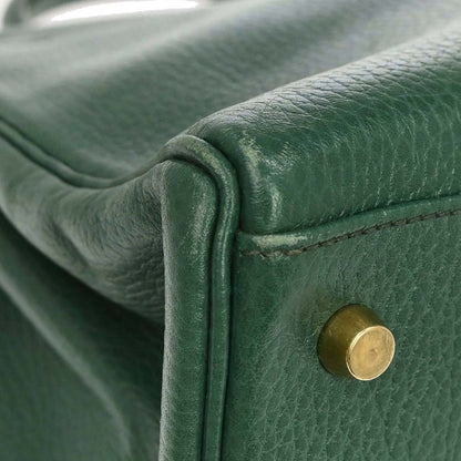 Hermes Green Taurillon Clemence Kelly 35 Retourne 2way Shoulder Handbag