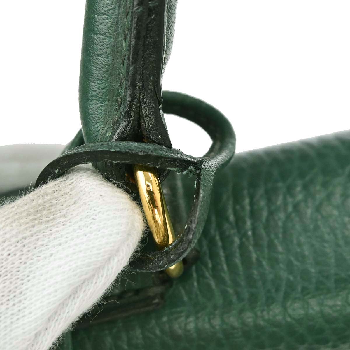 Hermes Green Taurillon Clemence Kelly 35 Retourne 2way Shoulder Handbag