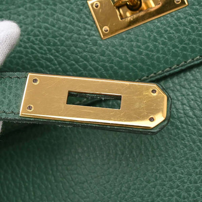 Hermes Green Taurillon Clemence Kelly 35 Retourne 2way Shoulder Handbag