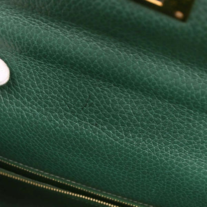 Hermes Green Taurillon Clemence Kelly 35 Retourne 2way Shoulder Handbag