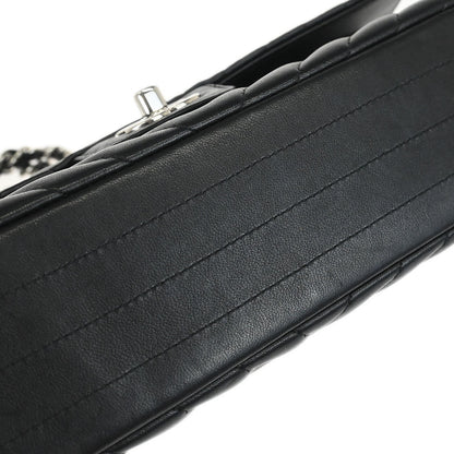 Chanel Black Lambskin Chevron Medium Classic Double Flap Shoulder Bag