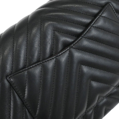 Chanel Black Lambskin Chevron Medium Classic Double Flap Shoulder Bag