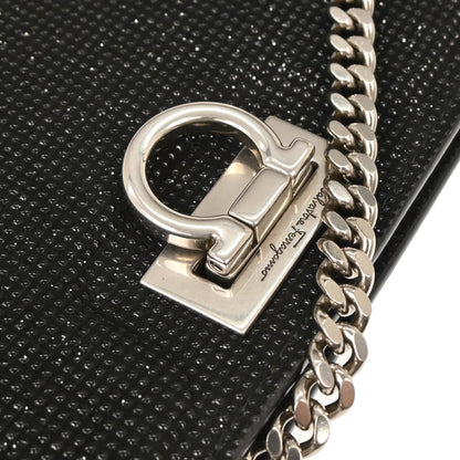 Salvatore Ferragamo Black Gancini Chain Beads Shoulder Bag
