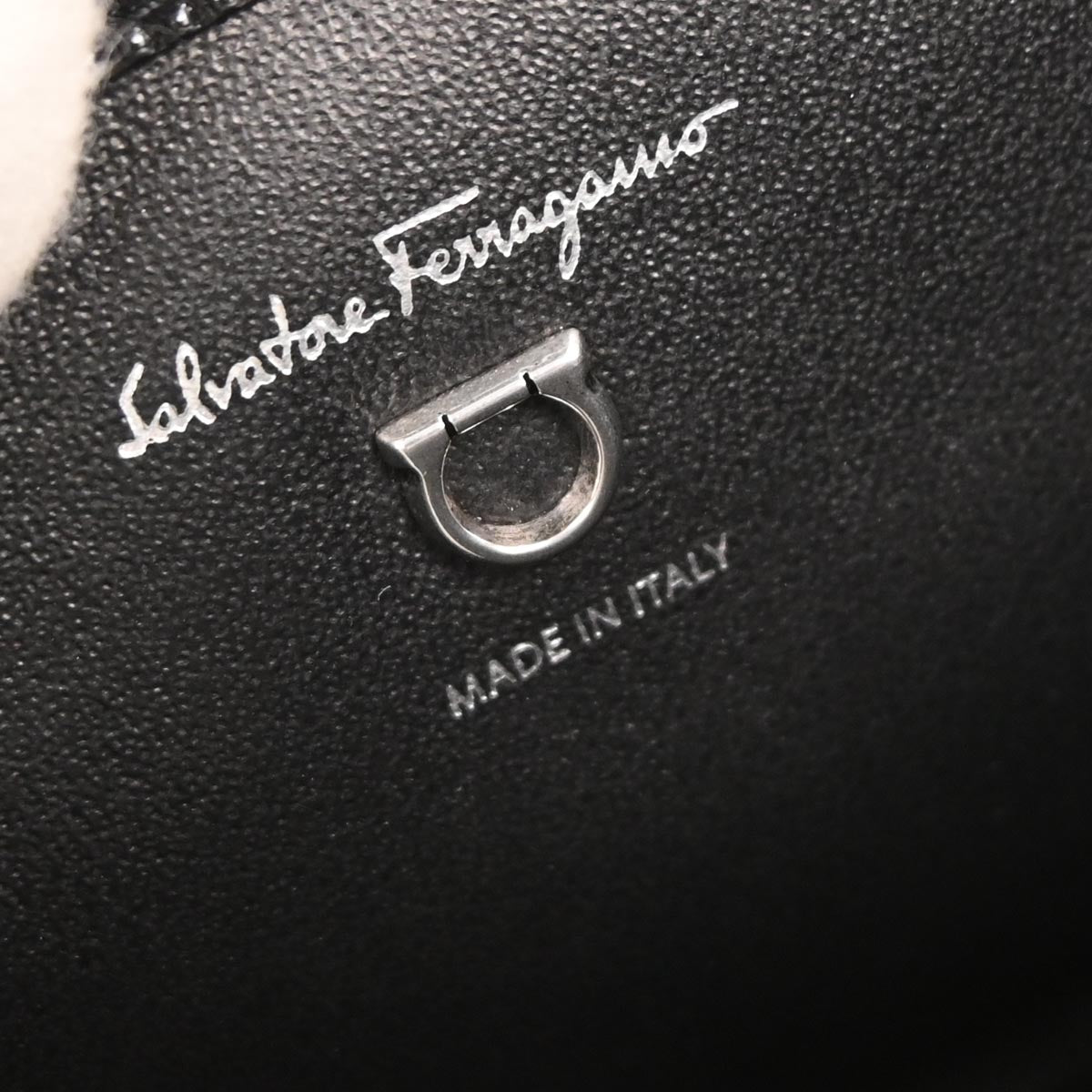 Salvatore Ferragamo Black Gancini Chain Beads Shoulder Bag