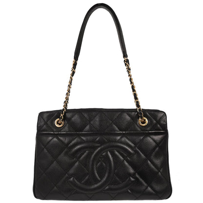Chanel 2013-2014 Black Caviar Skin Timeless CC Chain Tote Bag