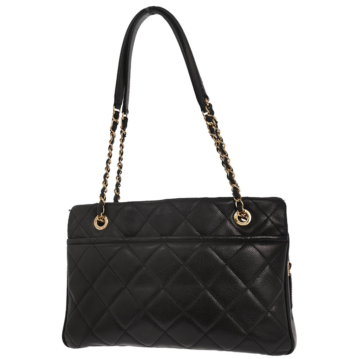 Chanel 2013-2014 Black Caviar Skin Timeless CC Chain Tote Bag